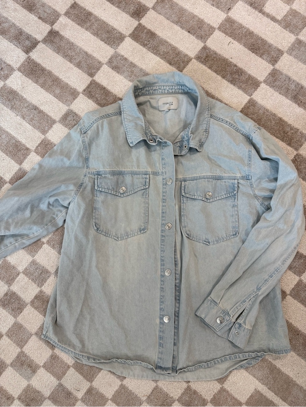 Royalty For Me Light Wash Denim Button-Up Shirt